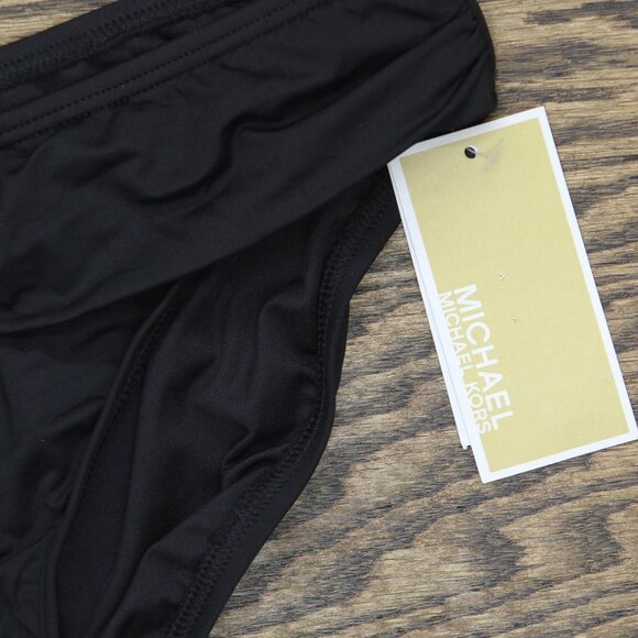 NWT Michael Michael Kors Womens Logo Ring Bikini Bottom MM7M842 Black M - Picture 5 of 7